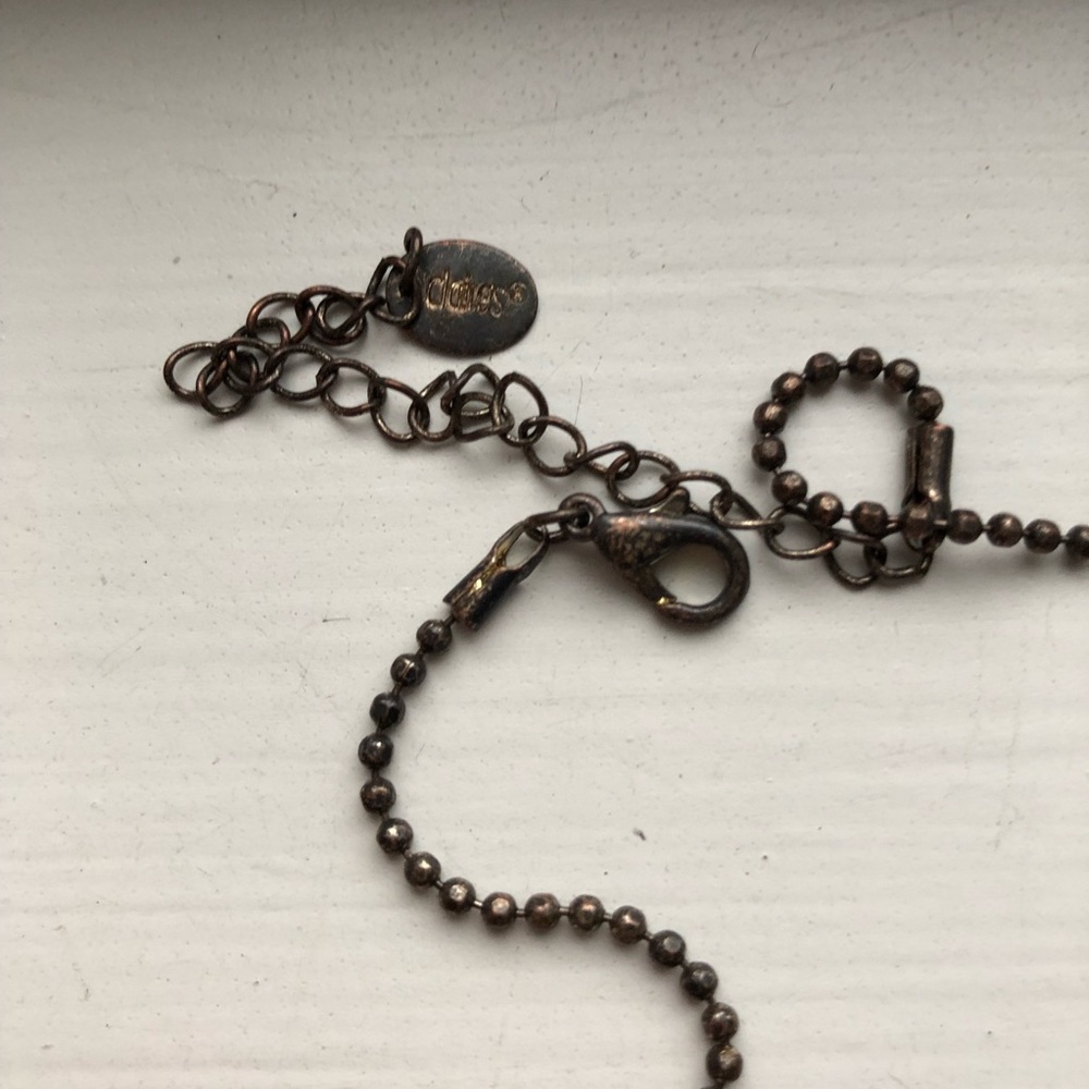 Vintage brassy gold & rhinestone choker necklace - Picture 7 of 8